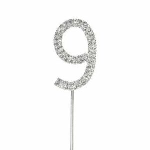 Diamant-Zahl -9- am Silberstab, 4,5 cm