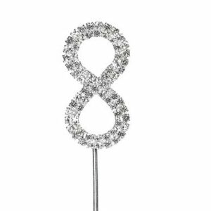 Diamant-Zahl -8- am Silberstab, 4,5 cm