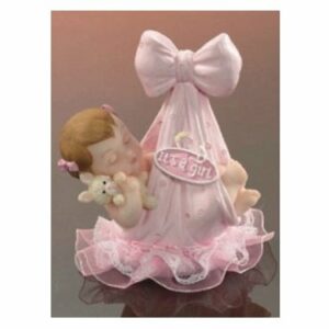 Tortenfigur Tortenaufsatz Baby im Tragetuch rosa, Polystone, 9 cm
