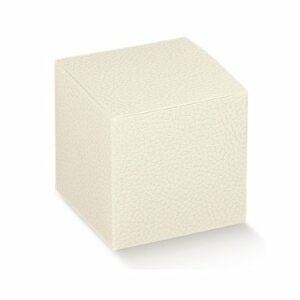 10 Stück Schachtel mit Deckel, PIEGHEVOLE Pelle Bianco, elfenbein Lederoptik, 100 x 100 x 100 mm