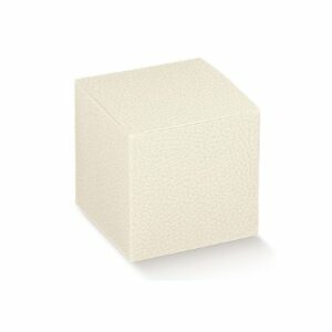 10 Stück Schachtel mit Deckel, PIEGHEVOLE Pelle Bianco, perlmutt, 80 x 80 x 80 mm