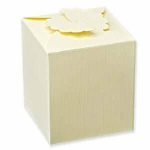 10 Stück Kartonage Viereck mit Blume Seta elfenbein, 8 x 8 x 9 cm