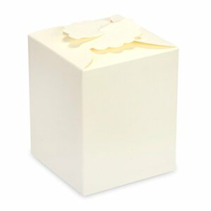 10 Stück Kartonage viereckig mit Blumendeckel, Seta elfenbein, 10 x 10 x 12 cm