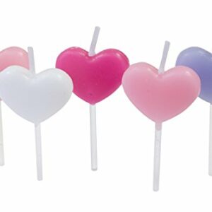 5 Kerzen ‘Herz’ in den Farben flieder, fuchsia, rosa, weiß