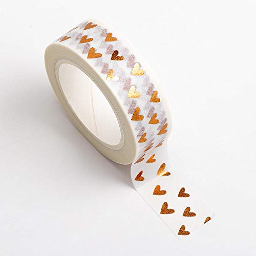 Washi Tape selbstklebend Weiß mit Herzen in Kupfer 15mm x 10m Rolle - Die  Familienfeier