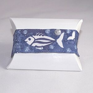 10 x Gastgeschenke Busta Bianco, Band Fisch blau, Perlen, gefüllt