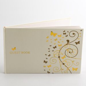 Gästebuch – Elfenbein mit Schmetterlingen Gold – 60 Seiten