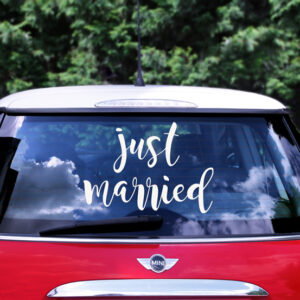 Hochzeits-Autoaufkleber – Just married, 33x45cm