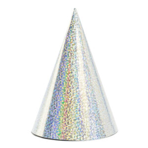 Holografische Partyhüte, silber, 16cm (1 VPE / 6 Stk.)