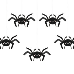 Papierdekorationen Spinnen, 27×17 cm, schwarz (1 VPE / 5 Stk.)