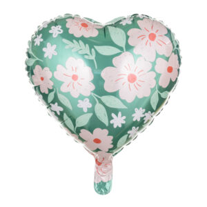 Folienballon Herz mit Blumen, 45 cm, Mix