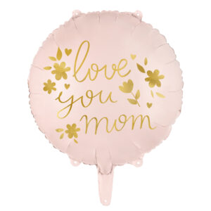 Folienballon ”Love you mom”, 45 cm, rosa