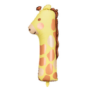 Folienballon Ziffer 1 – Giraffe, 42×90 cm, Mix