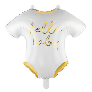 Folienballon Body – Hello Baby, 51x45cm, weiß