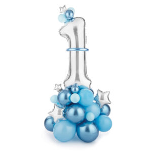 Strauß mit Luftballons – Ziffer ”1”, blau, 90x140cm