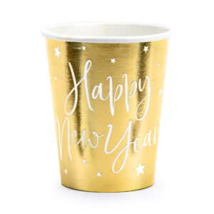 Becher Happy New Year, gold, 220ml (1 VPE / 6 Stk.)