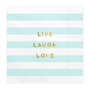 Servietten Yummy – Live Laugh Love, hellblau, 33x33cm (1 VPE / 20 Stk.)