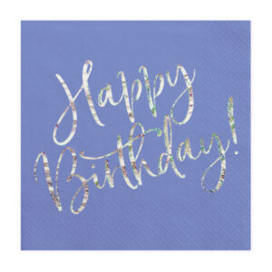Servietten Happy Birthday, marineblau, 33x33cm (1 VPE / 20 Stk.)