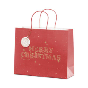 Geschenktüte Merry Christmas, weinrot, 32,5×26,5×11,5cm