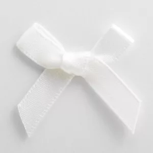 Mini Satinschleife 3cm aus 6mm Band (100 Stück) – Weiß